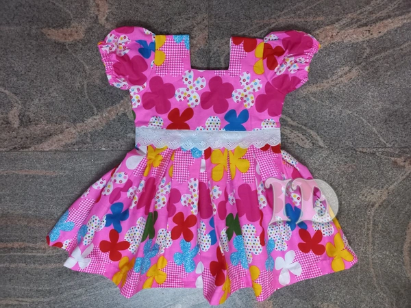1134/pink Poplin Cotton Frock - 7yr