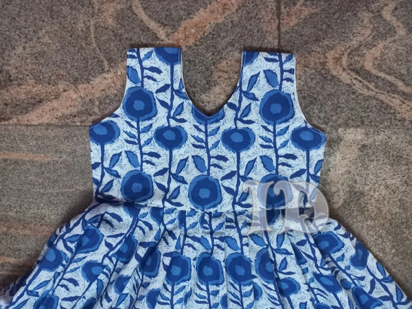 1137/indigo Soft Cotton Frock  - 7yr