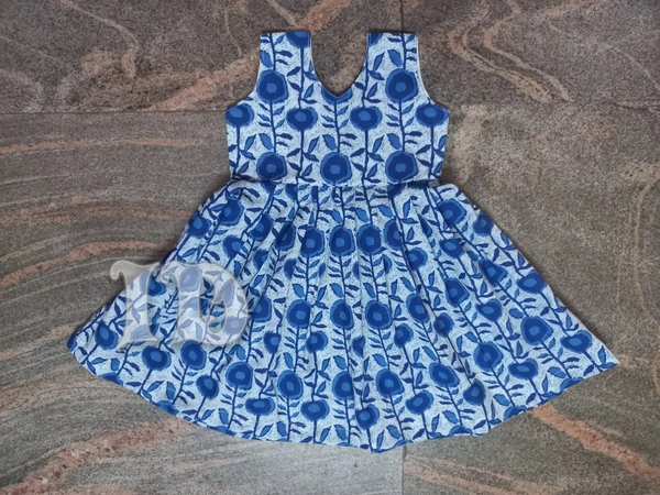 1137/indigo Soft Cotton Frock  - 7yr