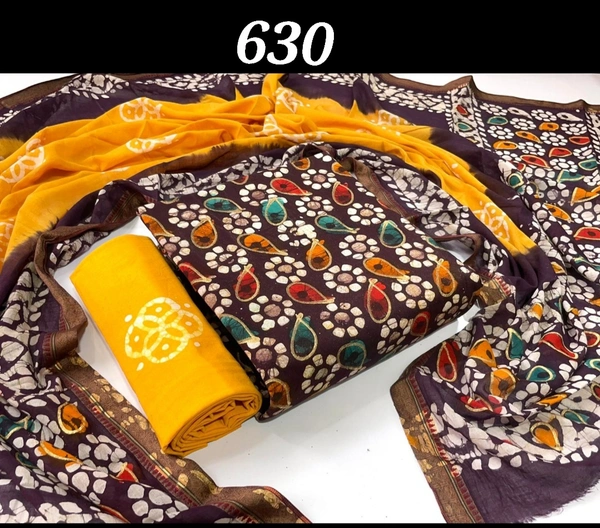1158/batik Salwar Brown And Yellow 