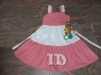 1162/Red Popcorn 3tier Frock - 5yr