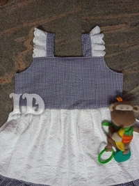 1163/ Blue Popcorn 3tier Frock - 3yr
