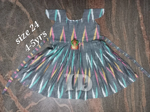 1168/slub Ikkat Frock  - 4yr