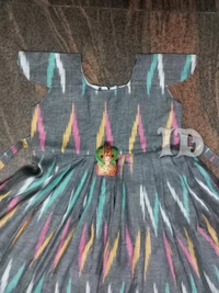 1168/slub Ikkat Frock  - 4yr