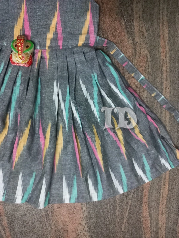 1168/slub Ikkat Frock  - 4yr