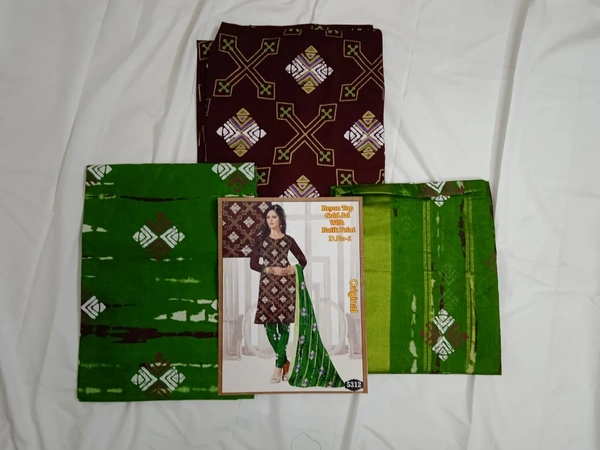 1174/rayon Batik Salwar Sets - Brown