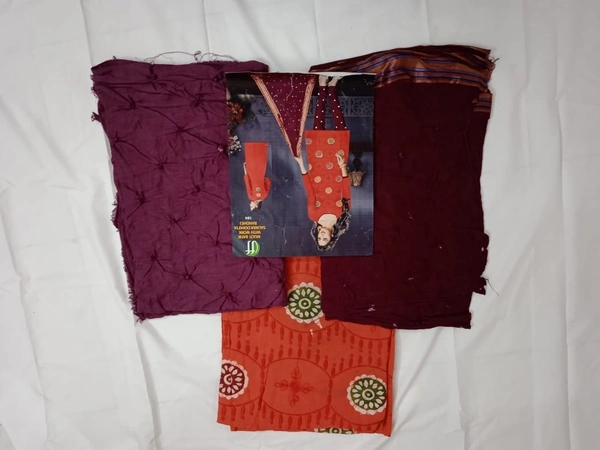 1175/batik Embroidery Salwar Sets - Orange
