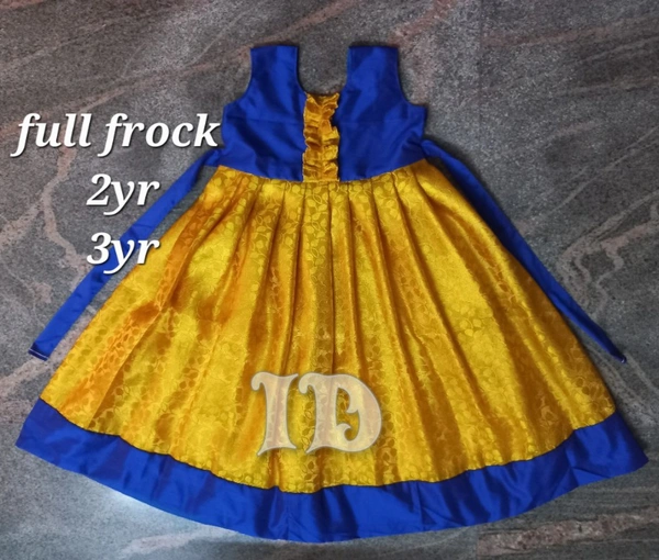1187/yellow Brocade Full Frock - 3yr