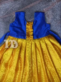 1187/yellow Brocade Full Frock - 3yr