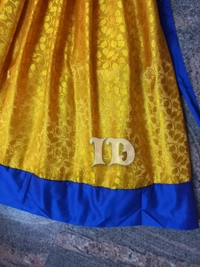 1187/yellow Brocade Full Frock - 3yr