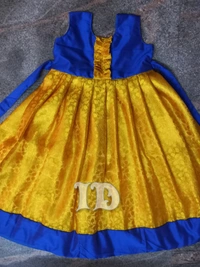 1187/yellow Brocade Full Frock - 3yr