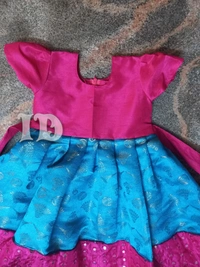 1188/blue Brocade Full Frock - 2yr