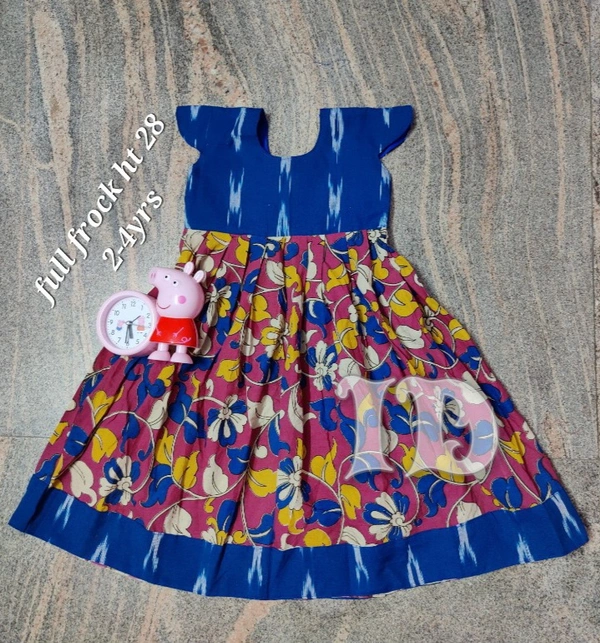 1202/pink Kalamkari Full Frock - 3yr
