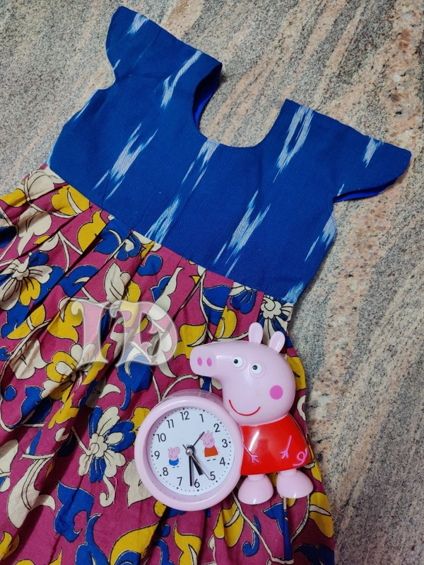 1202/pink Kalamkari Full Frock - 3yr