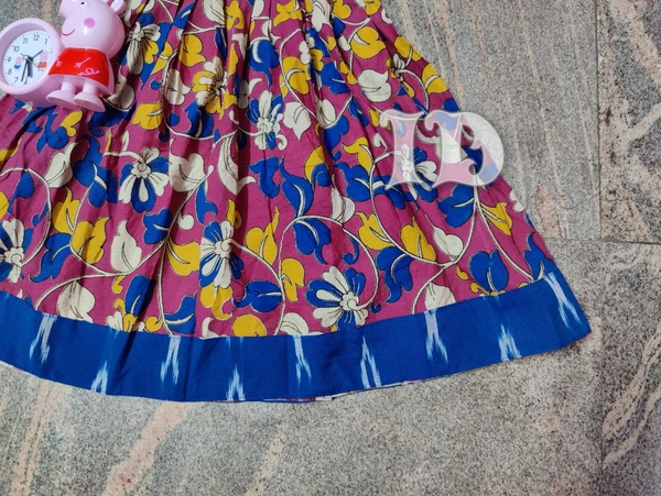 1202/pink Kalamkari Full Frock - 3yr