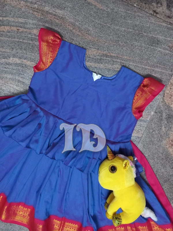 1218/blue Kalyani Cotton Frock  - 4yr