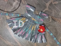 1221/Grey Slub Ikkat Frock - 2yr