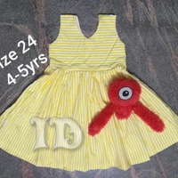 1103/blue Stripes Frock - 4yr, yellow