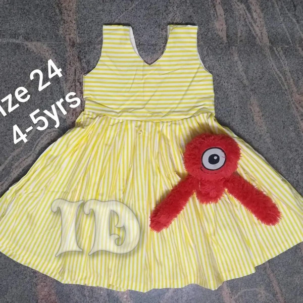 1103/blue Stripes Frock - 4yr, yellow