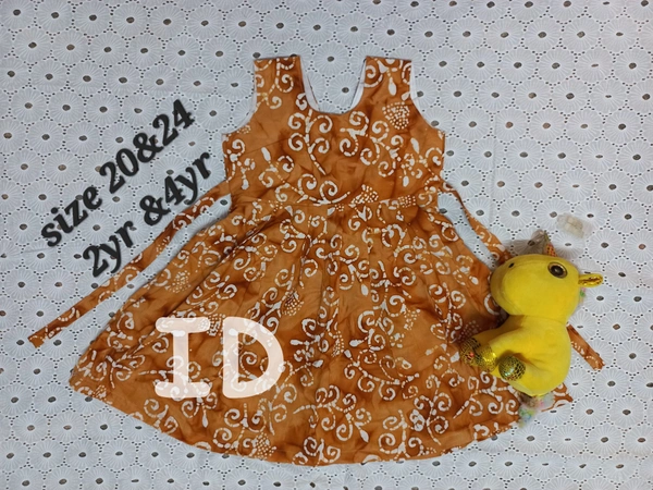 1229/brown Batik Frock  - 4yr