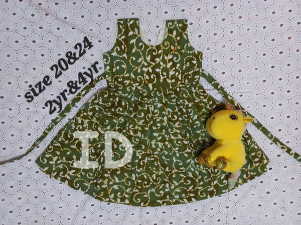 1230/green Batik Frock  - 2yr