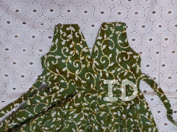 1230/green Batik Frock  - 2yr