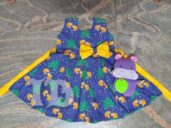 1232/blue Poplin Frock - 3yr