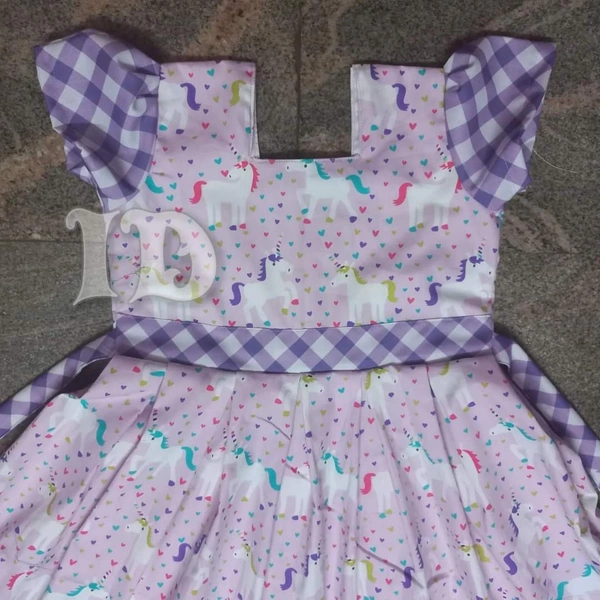 1234/Purple Poplin Frock  - 1yr