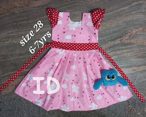 1237/pink Poplin Frock - 6yr