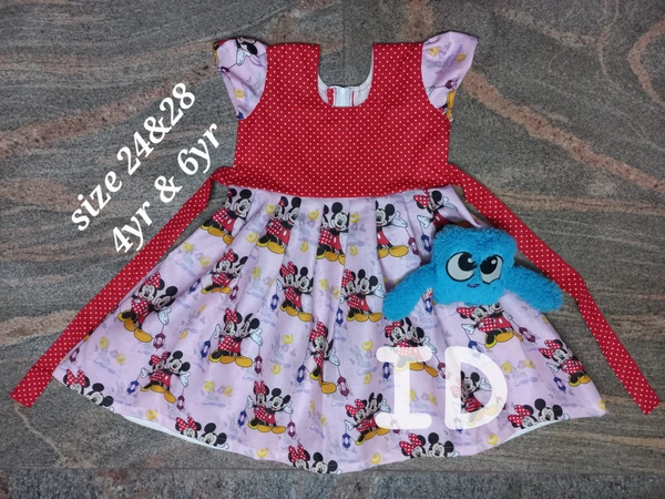 1238/mickey Slub Frock - 4yr
