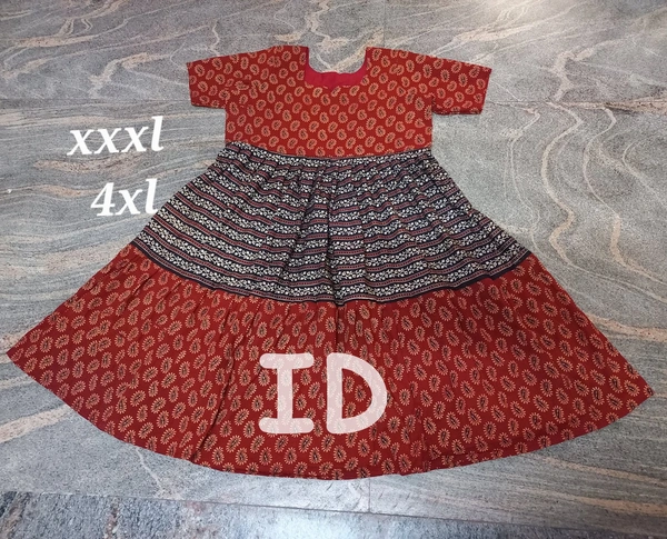 1245/ajrakh 3 Tier Anarakali Kurti - 4xl