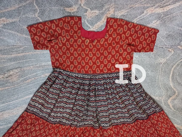 1245/ajrakh 3 Tier Anarakali Kurti - 4xl