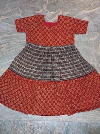 1245/ajrakh 3 Tier Anarakali Kurti - 4xl