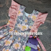 1249/peach Floral Frock - 6yr