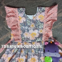 1249/peach Floral Frock - 6yr