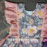 1249/peach Floral Frock - 6yr