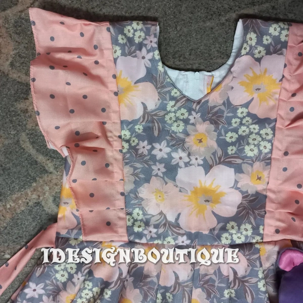 1249/peach Floral Frock - 6yr
