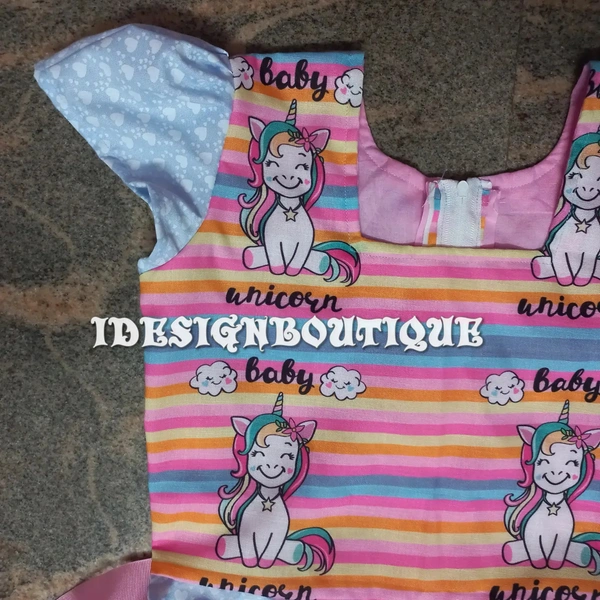1250/ Unicorn Blue Frock  - 10yr