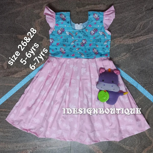 1252/Unicorn Pink Frock  - 5yr