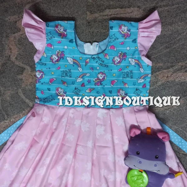 1252/Unicorn Pink Frock  - 5yr