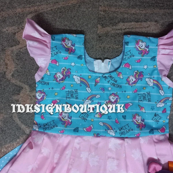 1252/Unicorn Pink Frock  - 5yr