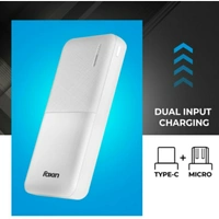 Foxin FPB 2215 Poly 20000mAh Li-Polymer Power Bank with 12W Fast Charge Type C & Micro USB Input (White) - white, 20000mah
