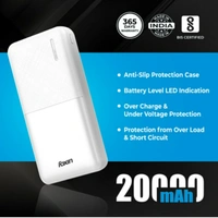 Foxin FPB 2215 Poly 20000mAh Li-Polymer Power Bank with 12W Fast Charge Type C & Micro USB Input (White) - white, 20000mah