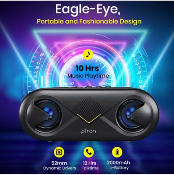 PTRON FUSION WIRELESS PORTABLE BLUETOOTH SPEAKER - black