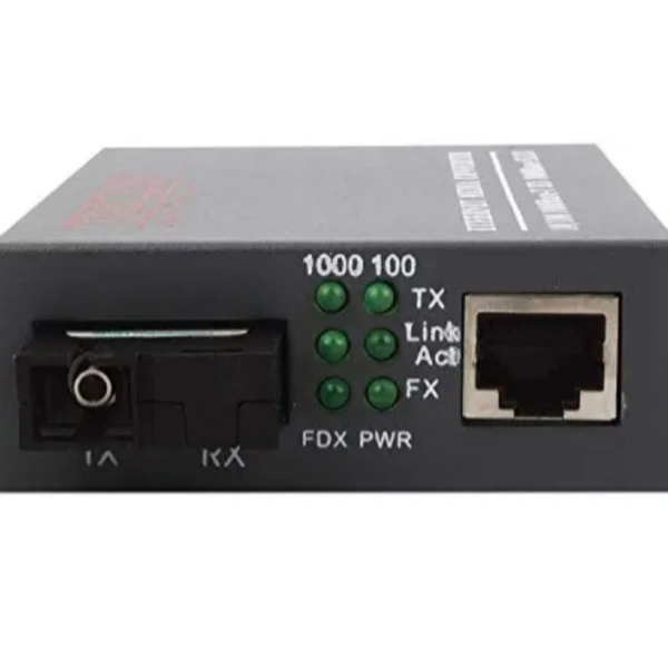 Set Of 2 - 10/100/1000 Mbps Ethernet to Fiber Optic Single Mode Single Fiber HTB-1100S Gigabit Media Converter SMSF up to 25 Kms - Black
