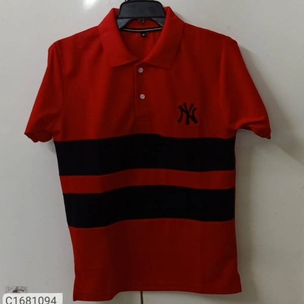 *Tom Scott Cotton Matty Color Block Half Sleeves T-Shirts - red, s