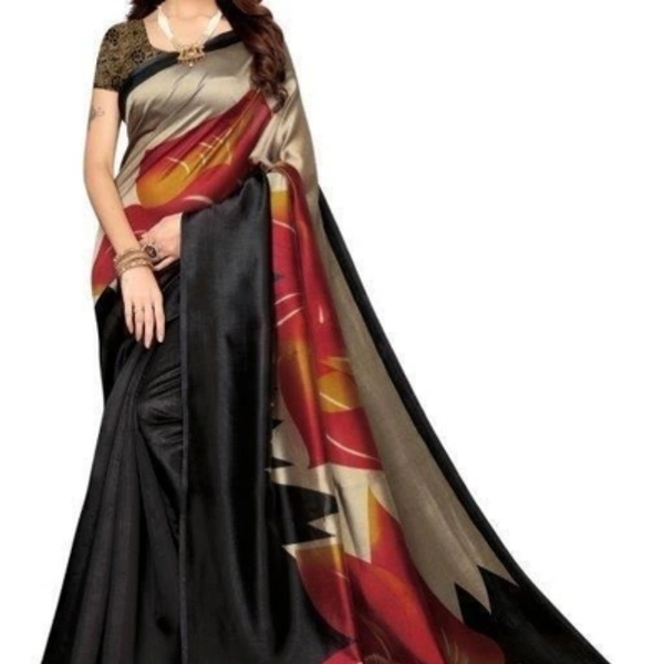 Varnam Gorgeous Printed Art Silk Saree - black