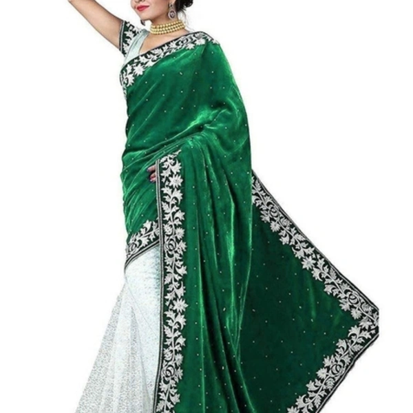 Varnam New Embroidered Velvet Silk Saree - green