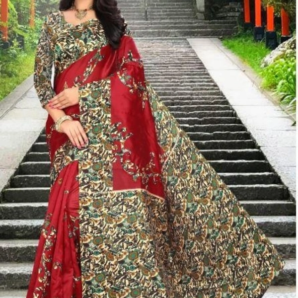 Unique Bhagalpuri Silk Check With Printed Sarees