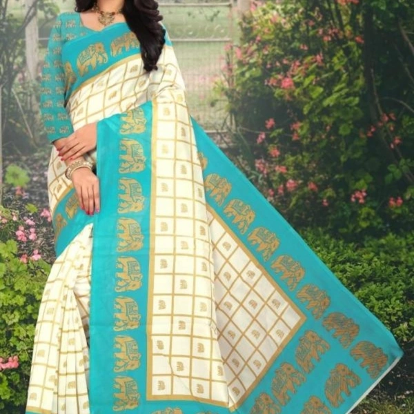 Unique Bhagalpuri Silk Check With Printed Sarees